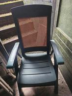 4 Donkergroene tuinstoelen met oranje rugleuning, Ophalen of Verzenden, Gebruikt, Kunststof