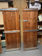 Robuuste houten deuren  met metalen beslag, Doe-het-zelf en Verbouw, Deuren en Horren, Ophalen, Gebruikt, 80 tot 100 cm, Buitendeur