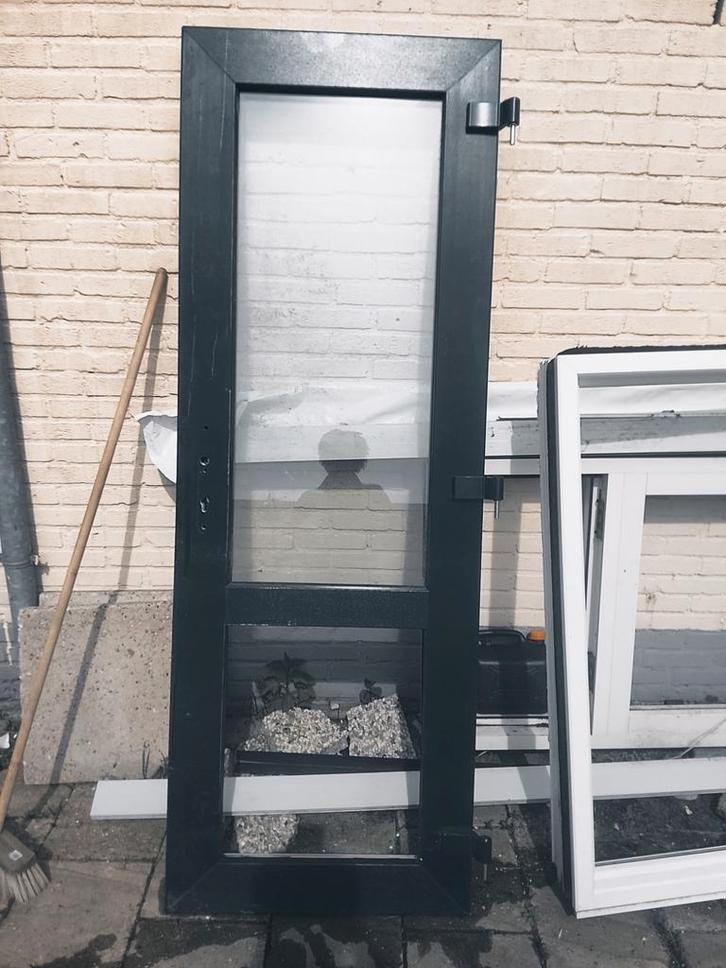 Zwarte Buitendeur met Glaspaneel, Doe-het-zelf en Verbouw, Deuren en Horren, Ophalen of Verzenden