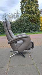 Hukla relax fauteuil  handmatig draaibaar taupe leer, Ophalen, Gebruikt, Minder dan 75 cm, Leer
