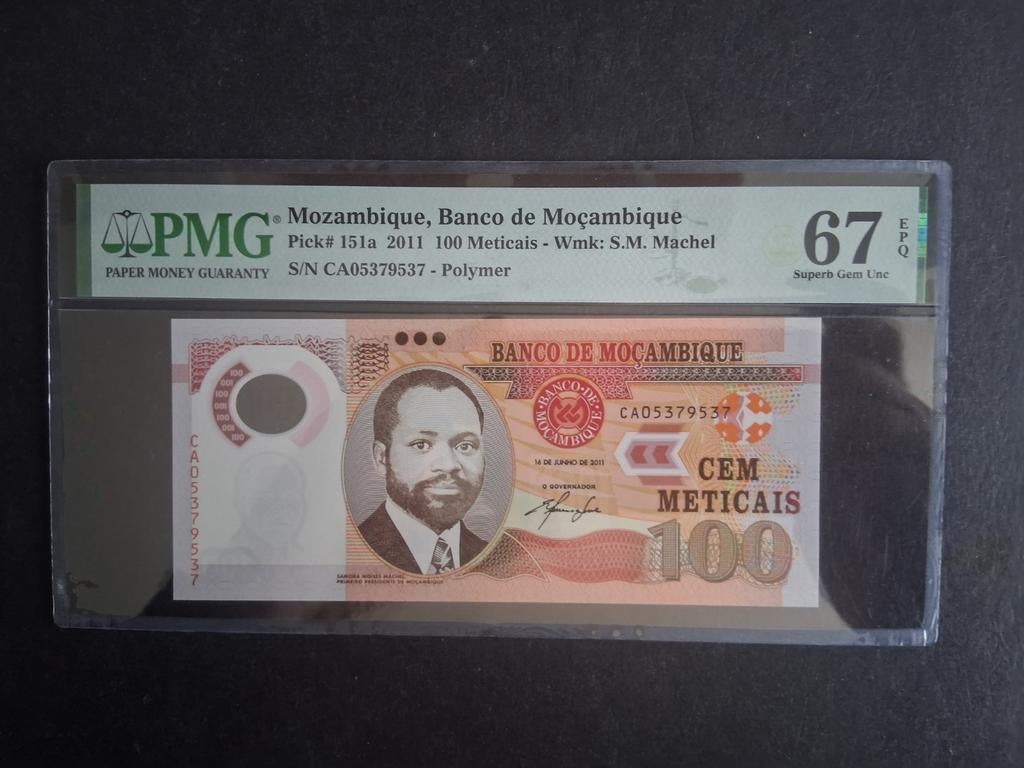 100 meticais Mozambique 2011 PMG 67, Ophalen of Verzenden, Overige landen, Los biljet