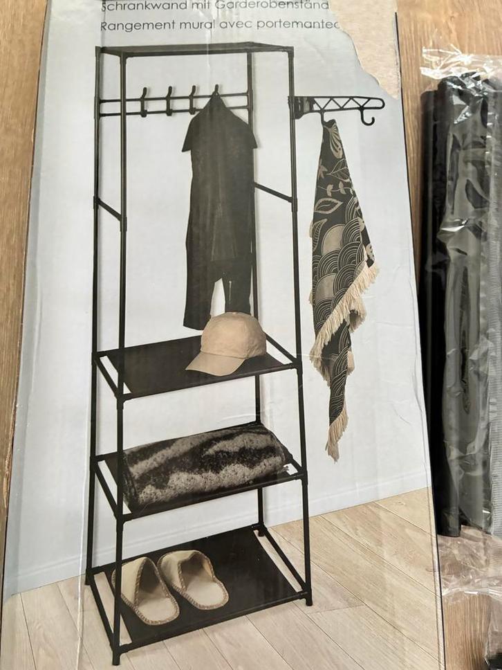 Kledingrek met planken en kapstok, Huis en Inrichting, Kasten | Kledingkasten, Nieuw, 150 tot 200 cm, 50 tot 100 cm, 25 tot 50 cm