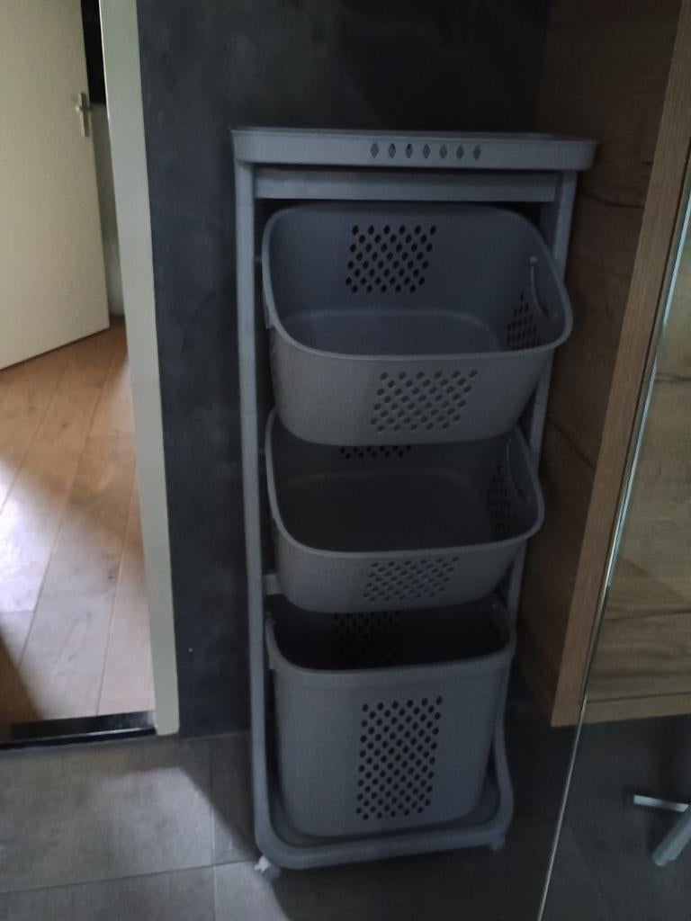 Wasmand met 3 mandjes - Grijs, Ophalen, Gebruikt, Kunststof, Modern