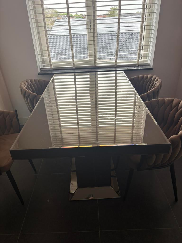 Glazen eric kuster stijl eettafel, Huis en Inrichting, Tafels | Eettafels, Gebruikt, 50 tot 100 cm, 150 tot 200 cm, Rechthoekig