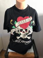 Ed Hardy love kills slowly zwart t-shirt top unisex oto 45cm, Kleding | Dames, Verzenden, Zo goed als nieuw, Zwart, Korte mouw