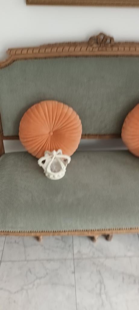 4 Velours Kussens - Oranje Rond, Huis en Inrichting, Woonaccessoires | Kussens, Ophalen of Verzenden, Gebruikt, Oranje, Rond