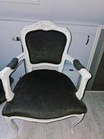 Elegante Barok Stoel - Wit met Zwart Velours, Ophalen