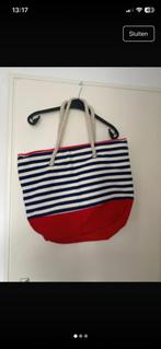 Nieuwe Strandtas met Rits - Blauw/Wit Gestreept, 40 tot 60 cm, 20 tot 30 cm, Blauw, Nieuw