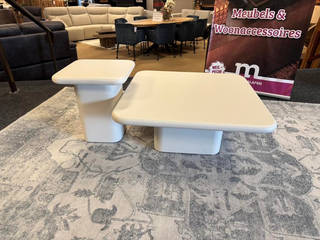 Salontafel set 2-Delig €299,- Beige MDF Direct/Leverbaar, Vierkant, Nieuw, 50 tot 100 cm, Mwonenenslapen