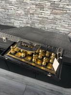 Luxe Schaakspel - Goudkleurig met Koffer, Ophalen of Verzenden, Gebruikt, Schaken