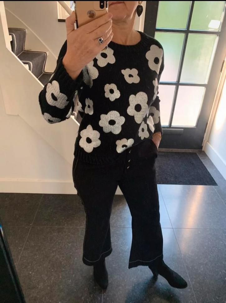 Essentiel Antwerp, prachtige trui,zilver/metallic bloem, S/M, Kleding | Dames, Truien en Vesten, Zo goed als nieuw, Maat 38/40 (M)