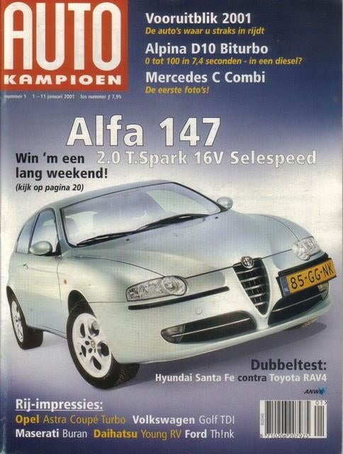 Autokampioen 1 2001 : BMW Alpina D10 - Toyota RAV4 - Opel, Boeken, Auto's | Folders en Tijdschriften, Ophalen of Verzenden, Gelezen