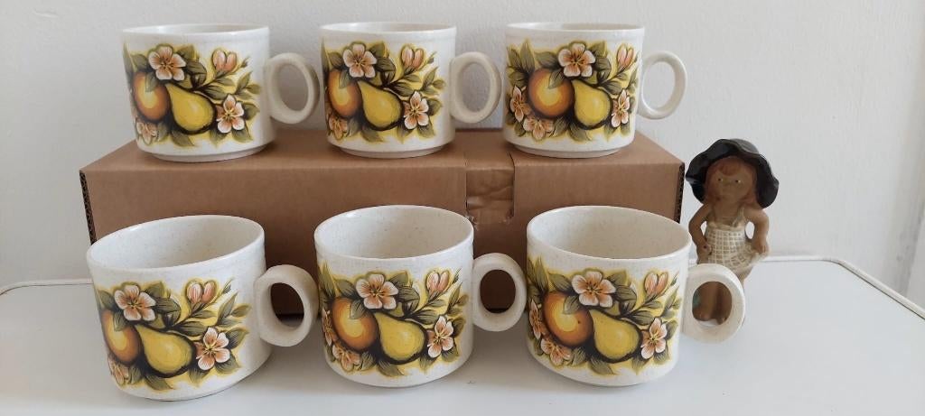 6 Vintage Doverstone koffie thee mokken beker retro bloemen, Eu, Gebruikt, Eu, Keramiek