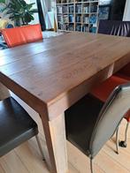 Uitschuifbare glazen eettafel, Huis en Inrichting, Tafels | Eettafels, Gebruikt, Glas, Rechthoekig, 50 tot 100 cm