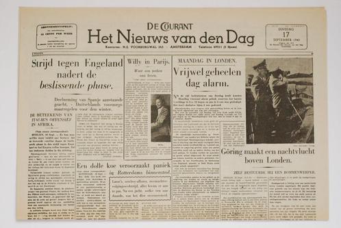 17 september 1940 - Het Nieuws van de Dag | Heruitgave, Boeken, Tijdschriften en Kranten, Zo goed als nieuw, Krant, Verzenden