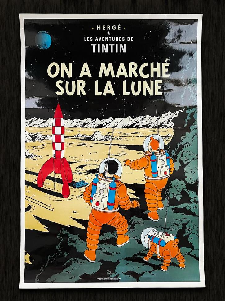 Kuifje Poster - On a marché sur la lune, Boeken, Stripboeken, Gelezen, Eén stripboek, Ophalen of Verzenden