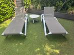 2 paar beige strandbedjes, Tuin en Terras, Ophalen, Zo goed als nieuw