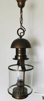 Italiaanse koperen hanglamp, Huis en Inrichting, Lampen | Hanglampen, Ophalen of Verzenden, Gebruikt, Glas, 75 cm of meer