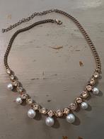Vintage goudkleur strass parels ketting costume jewelry boho, Overige materialen, Met strass, Ophalen of Verzenden, Zo goed als nieuw