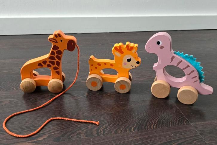 Houten trekdieren speelgoed - 3 voor €2 / of €1 per stuk, Kinderen en Baby's, Speelgoed | Houten speelgoed, Zo goed als nieuw