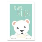 Poster ijsbeer Ik vind je lief A4 mint kinderkamer babykamer, Rechthoekig Staand, Verzenden, A4 of kleiner, Nieuw