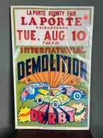 VINTAGE AFFICHE international Demolition Derby USA, Verzamelen, Ophalen, Gebruikt, Reclamebord
