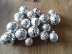 oude kerstboom ballen 17 stuks rond 7 cm glas zilver, Diversen, Kerst, Ophalen of Verzenden, Gebruikt