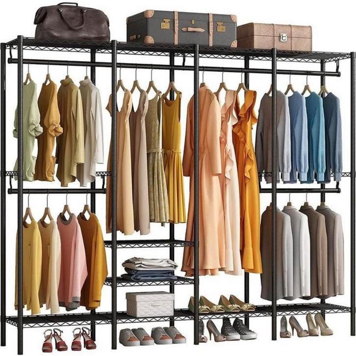 Groot Kledingrek met Planken – Zwart | Nieuw & Stevig, Kleding | Dames, Kledingrekken, Nieuw, Ophalen of Verzenden