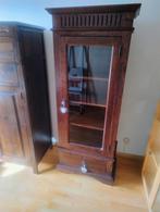 Mooie kast met glazen deur, planken en lade., Antiek en Kunst, Antiek | Meubels | Kasten, Ophalen