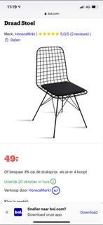 2x Draadstoel Zwart met Zitkussen, Huis en Inrichting, Stoelen, Ophalen, Twee, Zwart, Zo goed als nieuw