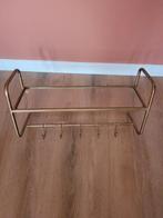 Kapstok met glazen plaat - Goud Brons, Huis en Inrichting, Woonaccessoires | Kapstokken, Gebruikt, Glas, Minder dan 100 cm, Ophalen