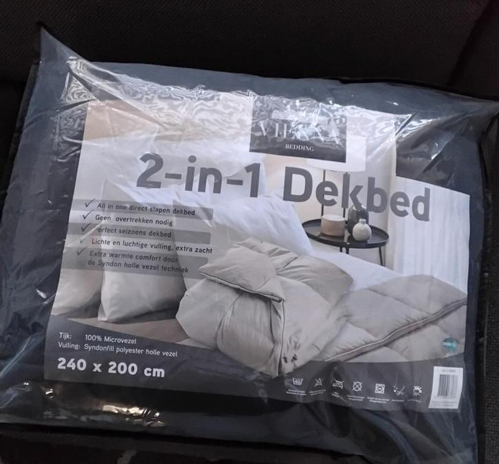 Aangeboden nieuw, donkergrijs 2-in-1 dekbed 2.40 x 2.00 mtr., Huis en Inrichting, Slaapkamer | Beddengoed, Nieuw, Deken of Dekbed