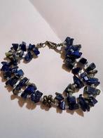 Vintage halfedelstenen armband lapis lazuli splitarmband, Overige materialen, Met edelsteen, Blauw, Ophalen of Verzenden