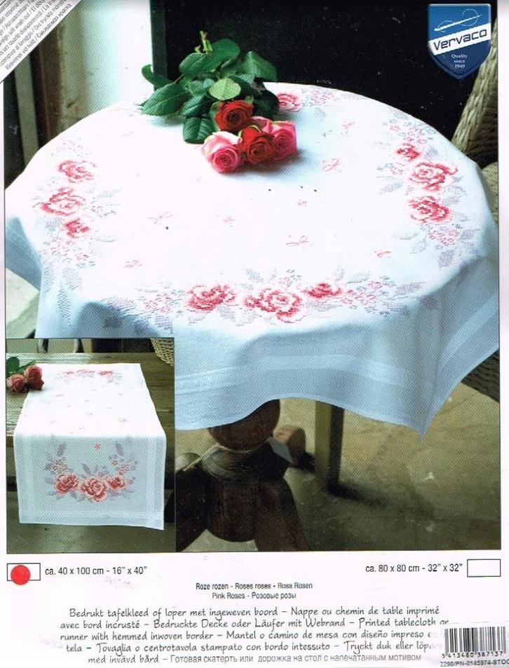 Cado vervaco borduurpakket loper, roze rozen, Hobby en Vrije tijd, Borduren en Borduurmachines, Nieuw, Borduurpakket, Handborduren