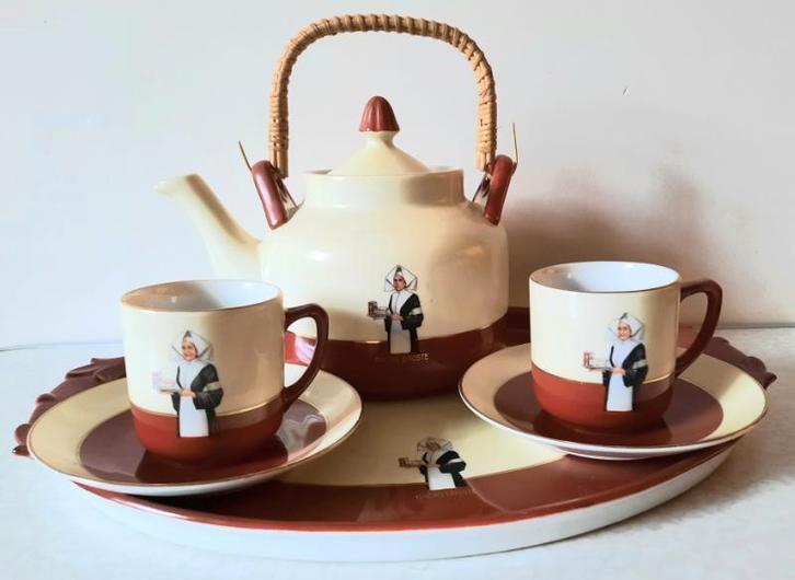 Art-Deco droste servies met twee kop en schotels, Antiek en Kunst, Antiek | Overige Antiek, Ophalen of Verzenden