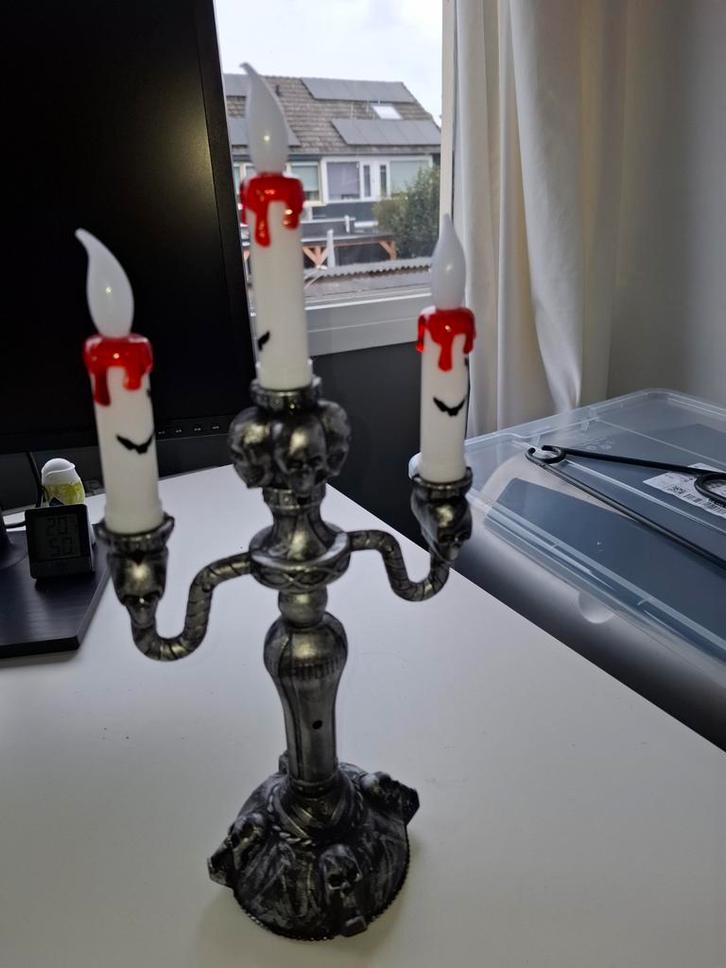 Halloween Kandelaar met Verlichting, Antiek en Kunst, Antiek | Kandelaars, Overige materialen, Ophalen of Verzenden