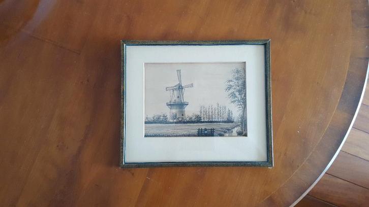 Molen Rhoon Tekening Burgermeestersvrouw Schröder 't Hert, Antiek en Kunst, Kunst | Tekeningen en Foto's, Ophalen of Verzenden