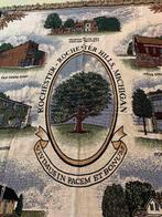 Grand foulard woonkleed met Amerikaanse afbeeldingen 170/122, Huis en Inrichting, Woonaccessoires | Plaids en Woondekens, Gebruikt