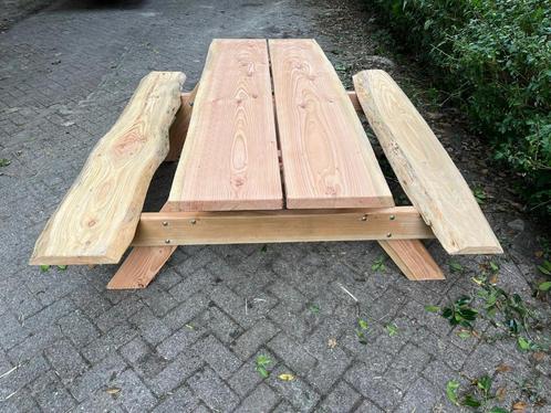 Picknickbank, picknicktafel, boomstam, Tuin en Terras, Picknicktafels, Nieuw, Rechthoekig, Hout, Ophalen