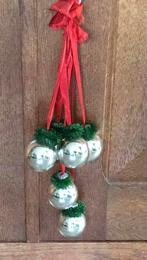 Oude kerstversiering; Vintage tros 6 kerstballen aan lint, Antiek en Kunst, Ophalen of Verzenden