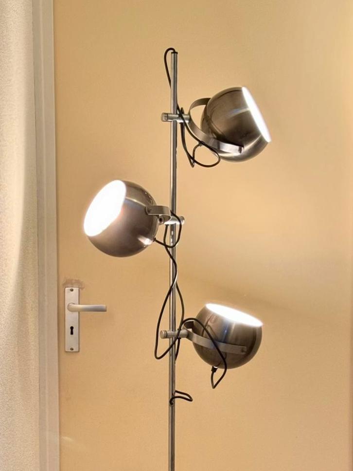 Vintage Bollamp Wilko 3 Bollen Eyeball Chroom Metallic, Huis en Inrichting, Lampen | Wandlampen, Gebruikt, Metaal, Ophalen