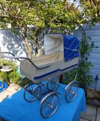 Retro / vintage poppenwagen chroom blauw wit, Kinderen en Baby's, Speelgoed | Poppen, Overige typen, Ophalen