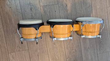 3 voudige Pro Bongo set, met comfort rims en natuurvellen beschikbaar voor biedingen