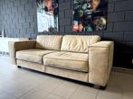 Beige lederen zetel / bankstel 3-zits aniline leer, Huis en Inrichting, Banken | Bankstellen, Ophalen, Gebruikt, Driepersoons