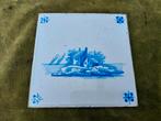 Delftsblauwe landschapstegel huisjes a/h water lxb=15x15 cm., Verzenden