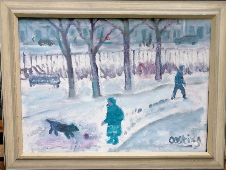 Jeanne) Bieruma Oosting "" Oosterpark in de winter, Antiek en Kunst, Kunst | Schilderijen | Klassiek, Verzenden