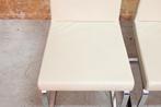 ZGAN! 4 gebroken witte leren Rolf Benz 620 design stoelen, Huis en Inrichting, Stoelen, Ophalen, Wit, Design, Rolf Benz
