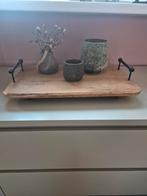 Houten Dienblad met IJzeren Oortjes - 48x31cm, Ophalen of Verzenden, Gebruikt, Rechthoekig, Hout