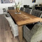 Luxe Tuinset – Massieve tafel 260 cm + 8 wicker stoelen, Gebruikt, Verzenden, ., .