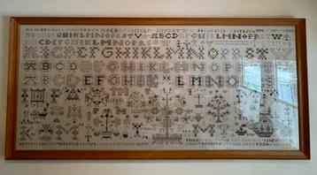 Heke GROTE merklap in een stevige eiken lijst 160-80 cm. beschikbaar voor biedingen